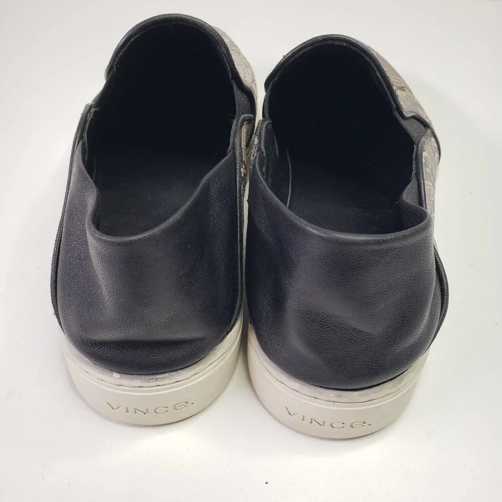 Vince Garvey Slip On Leather Snake Print Shoes Women's 9.5 Black Grey Ivory - Picture 4 of 12